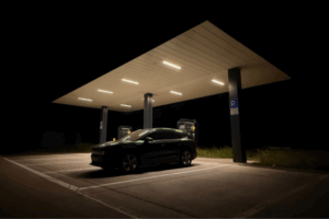 Schnellladepark des Beleuchtungsausbaus in Deutschland.